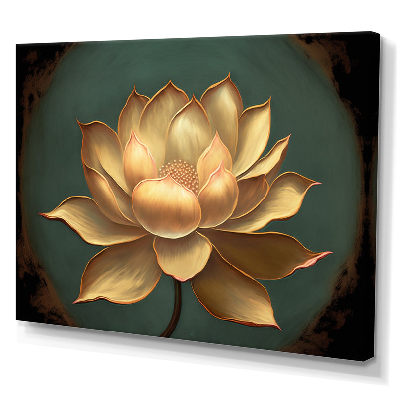 «Blossoming White Vintage Lotus», art mural Lotus, Toile tendue, H 24 po x l 32 po x P 1 po