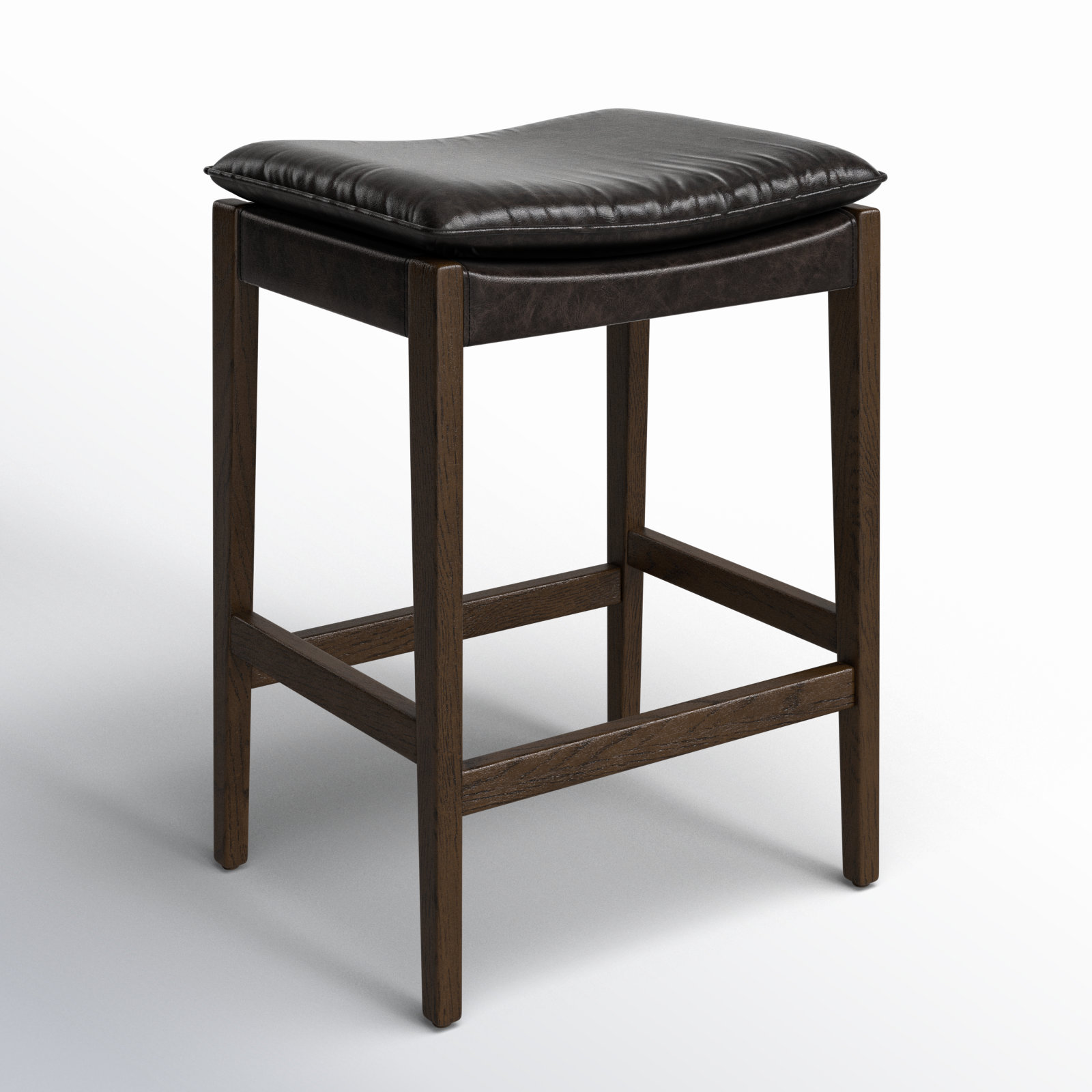 Caricia Bar and Counter Stool, Counter Stool (26.77" Seat Height), Genuine Leather Sonoma Black