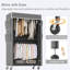 Portant à vêtements roulant avec housse, support à vêtements robuste pour suspendre les vêtements, garde-robe portable avec tablettes réglables, support à vêtements à double tringle avec roulettes-1845264626