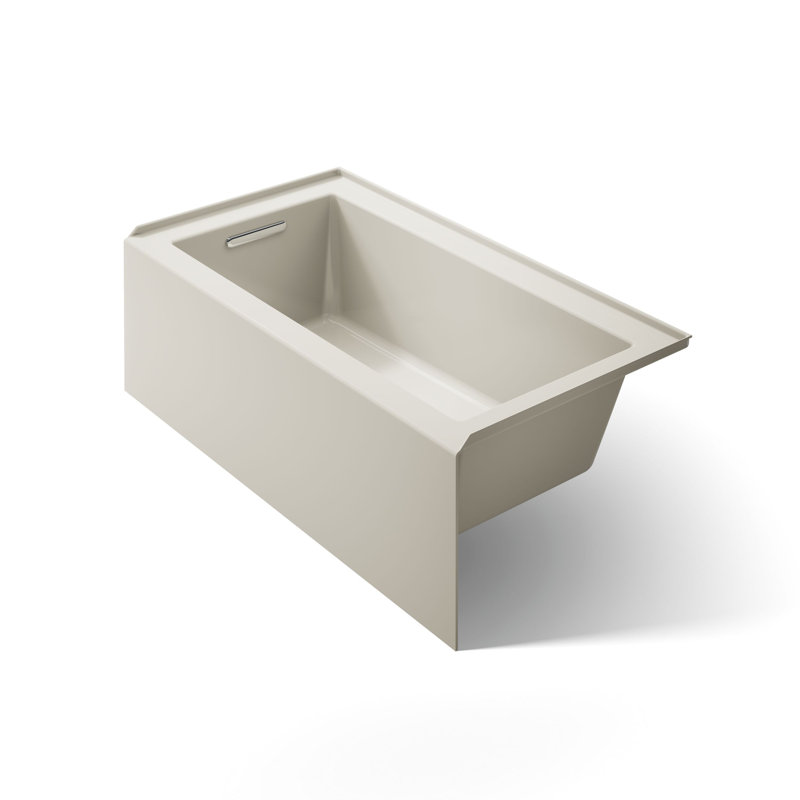 Underscore 60" x 32" Alcove Soaking Bathtub, Biscuit, Left