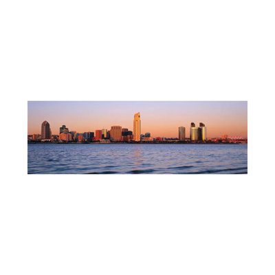 San Diego Panoramic Skyline Cityscape (Sunset) 1 Piece Wrapped Canvas Panoramic Wall Art