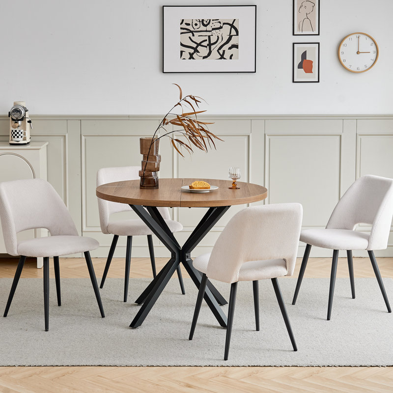 4 -Person Dining Set, Dark Brown, Beige