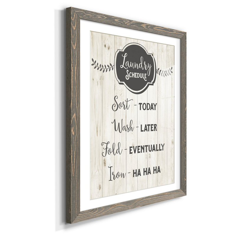 Laundry Laundry - Reproduction d'art textuel sur papier encadré, H 37,5 po x l 27,5 po x P 1,5 po, gris