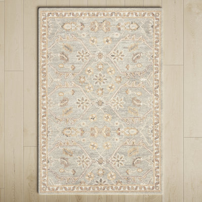 Airlie Oriental Handmade Tufted Wool Area Rug in Slate/Beige