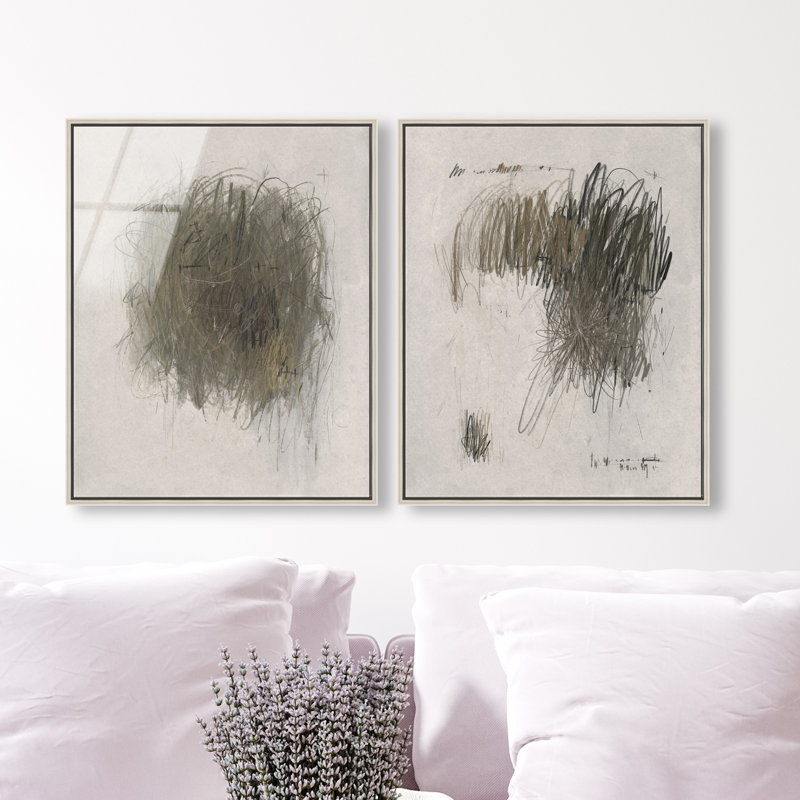 Modernist Sketch Set Set by Oliver Gal, 17"H x 21"W, Silver Floater Frame