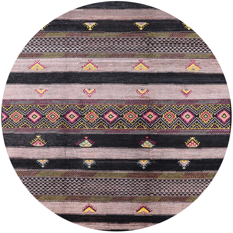 Alyxandrea Striped Indoor Rug, Round 4'