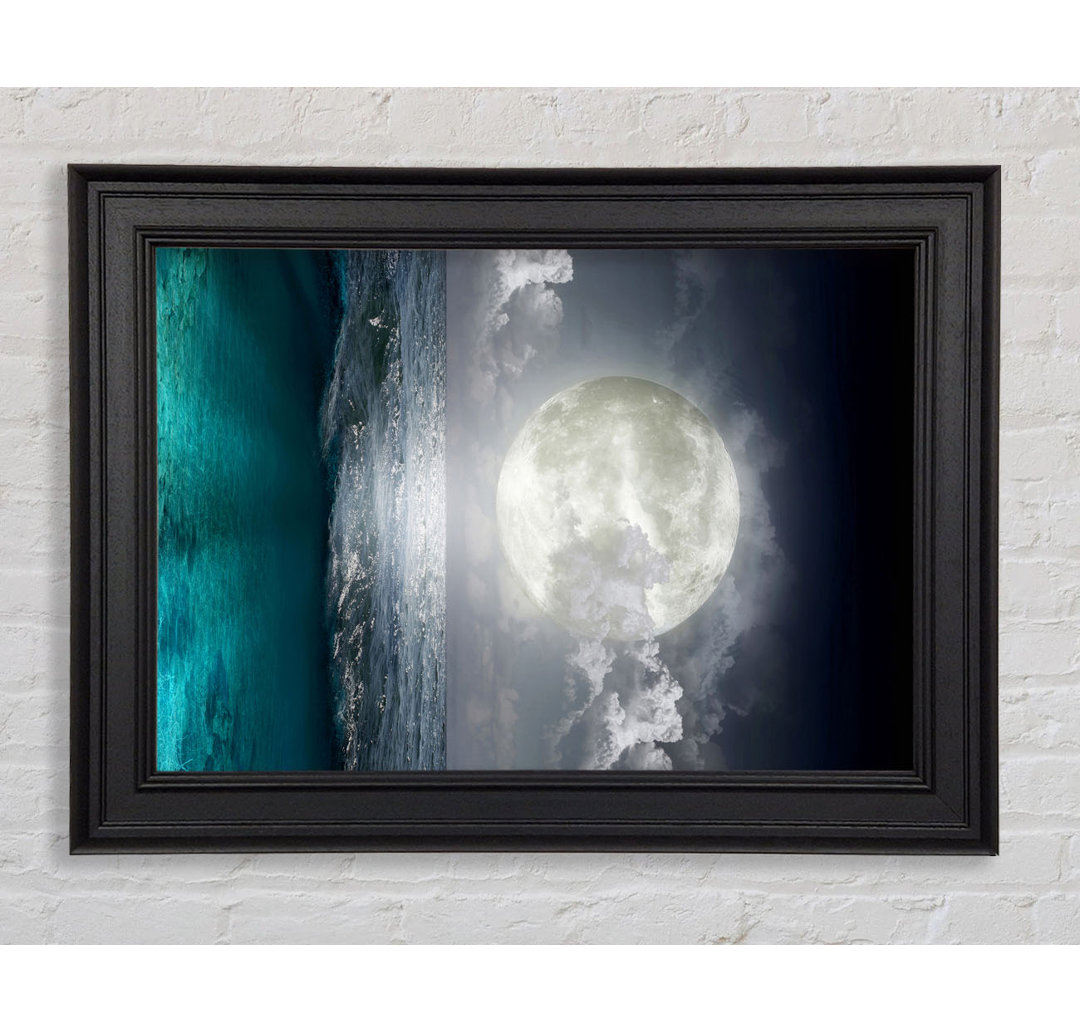 Gerahmtes Leinwandbild Perfect Moon Ocean