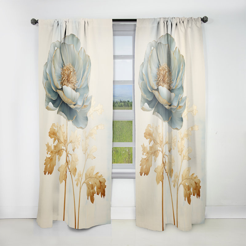 Willimantic Burst Of Ranunculus Beauty VI - Traditional Curtain - Velvet Room Darkening - 1 panel, 52" W x 63" L