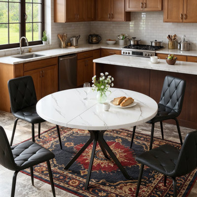Round Dining Table, 39 Inch Small Round Dining Table For 4-5, Circle Dinner Table With Heavy-Duty Metal X Base, Round Kitchen Tables For Small Space, Dining Room, Living Room