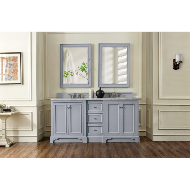 De Soto 72'' W Double Vanity, Carrara White, 8" Widespread