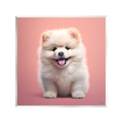 Chiot moelleux sur une plaque murale rose par RB