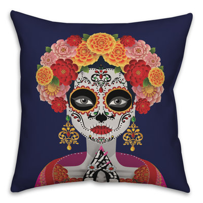  Lady Dia De Los Muertos Throw Pillow