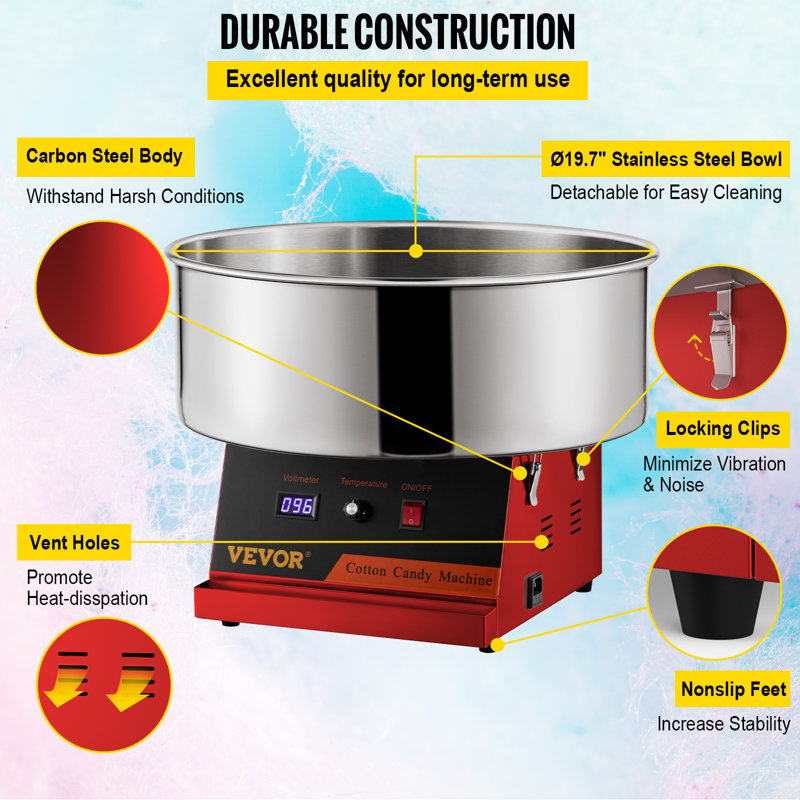 VEVOR Cotton Candy Machine, Red