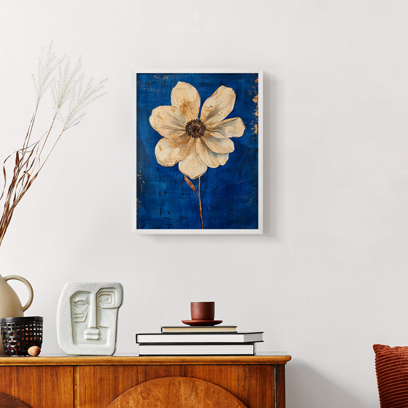 Série FLORAL LXVII - reproduction encadrée de qualité supérieure - prête à être accrochée - aucun clou requis, Blanc
