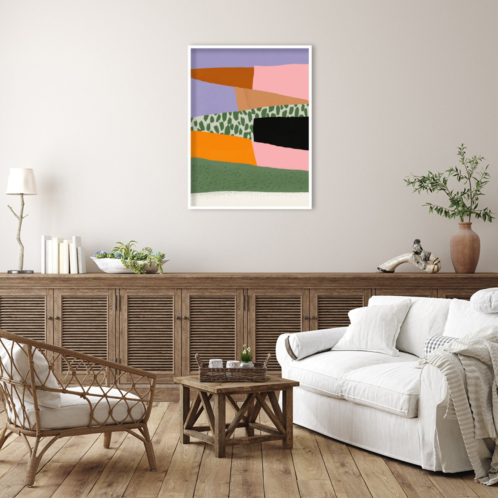 Abstract Minimalism Collage 02 Print, White, 41" H x 31" W