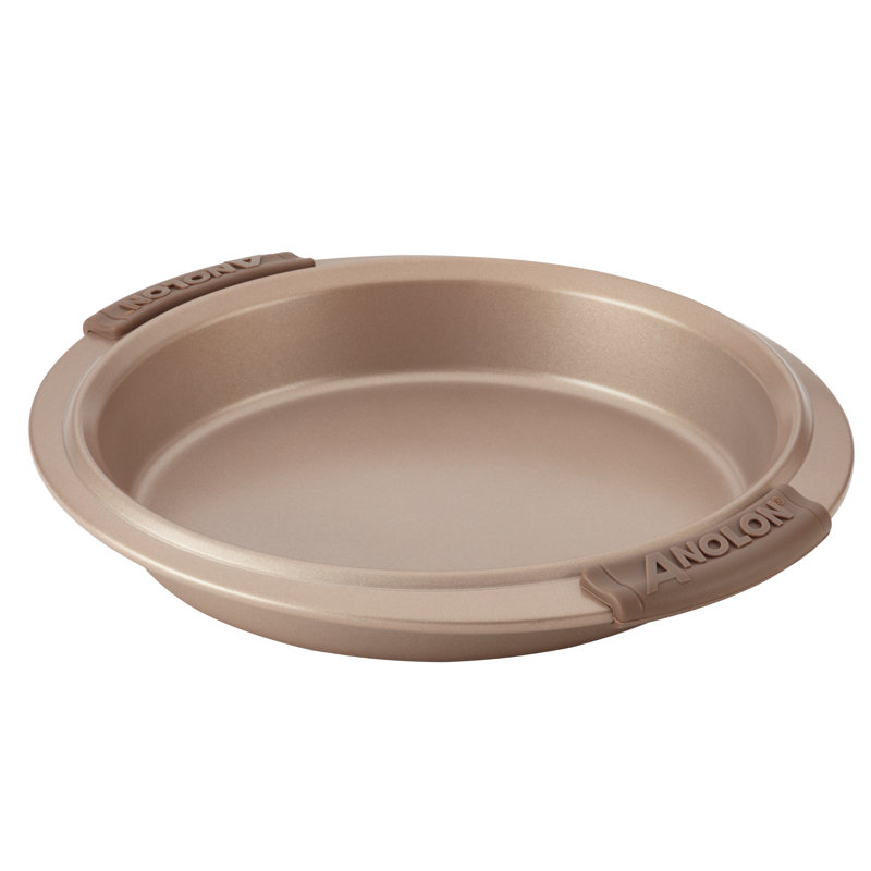 Anolon Advanced Bakeware Nonstick Round Cake Pan/Baking Pan with Silicone Grips, Bronze