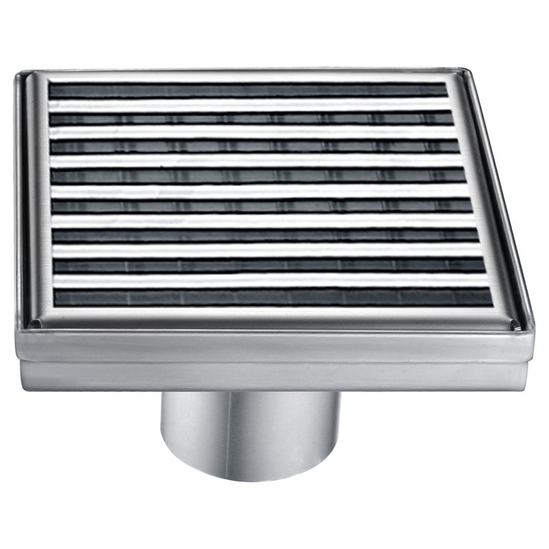 Bonde de douche carrée en acier inoxydable 2 po