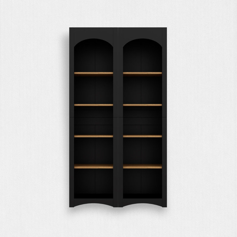 Free Standing 5 Tier Bookcase(Set of 2), Black