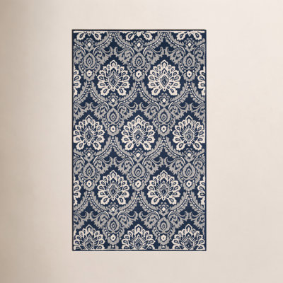 Tansy Navy Ivory Hand-Tufted Wool Rug