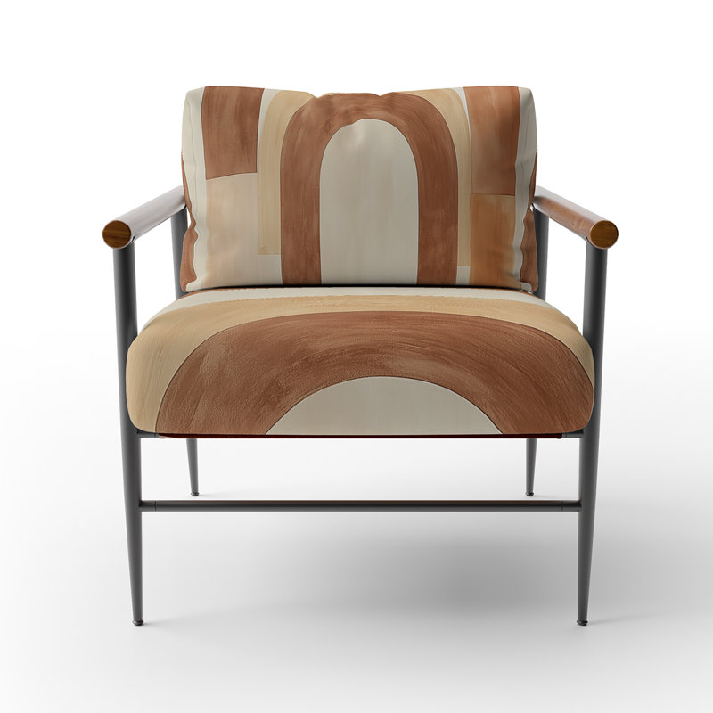 Chaise d'appoint abstraite Boho, Brown Round Arms
