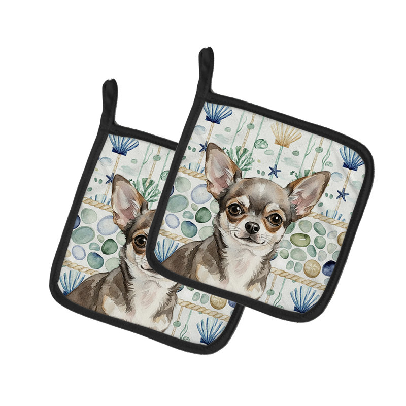 Paire de poignées en verre Chihuahua