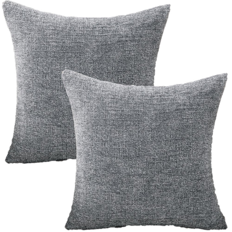 Chenille Pillow Covers Chenille Reversible Throw Pillow, Gray, 18''H x 18''W x 1"D, Pillow Cover Only - No Insert