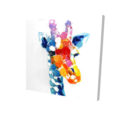 Color Spotted Abstract Giraffe Canvas - Blue Bedroom Decor