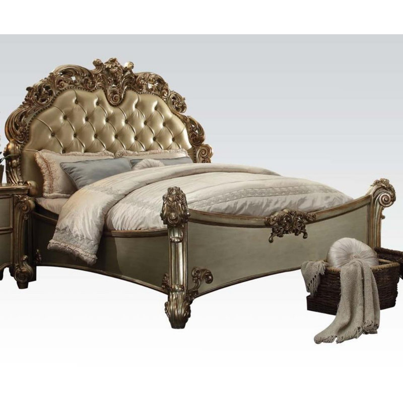 Lit standard capitonné Carlene, Cerisier, Grand