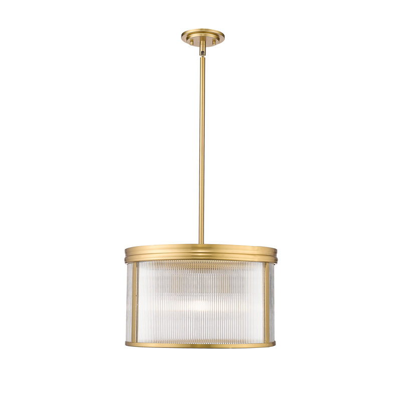Swati 5 - Light Steel Dimmable Drum Chandelier, Modern Gold