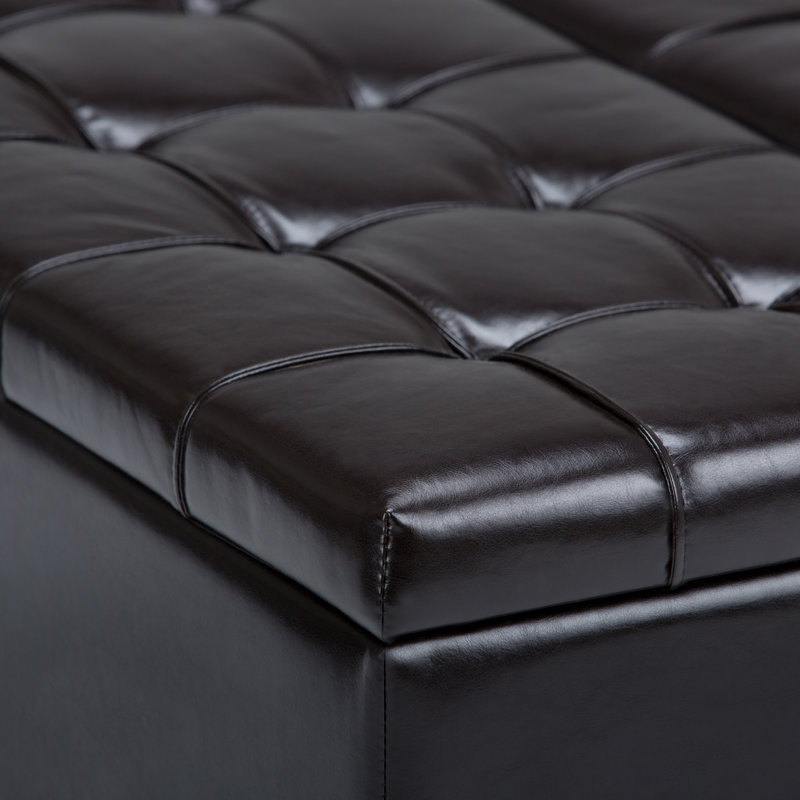Harrison 36" Tanner's Brown Faux Leather Tufted Cocktail Ottoman