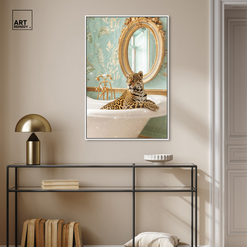 Art de salle de bain Jaguar, Cadre blanc, H 37 po x l 25 po