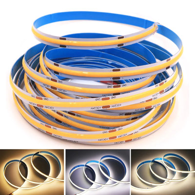 Airyn 12V COB LED Strip Lights With 300 Leds/M, 10W/M, 1100Lm/M, CRI 90-92, 5M Roll, 6000K