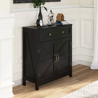 30" W Wood Farmhouse Storage Cabinet With Adjustable Shelf