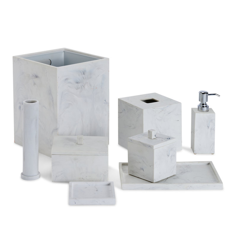 Marble Matte Resin Waste Bin