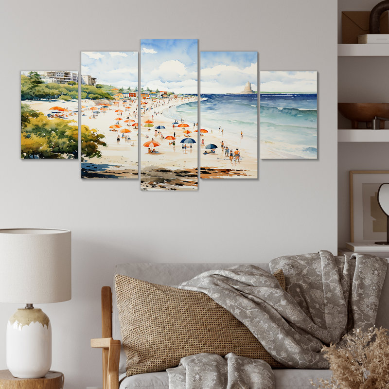 Art mural rétro sur toile, "Troli Beach I"