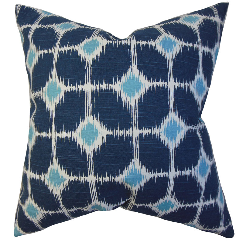 Geometric Cotton Reversible Throw Pillow, 18" H x 18" W