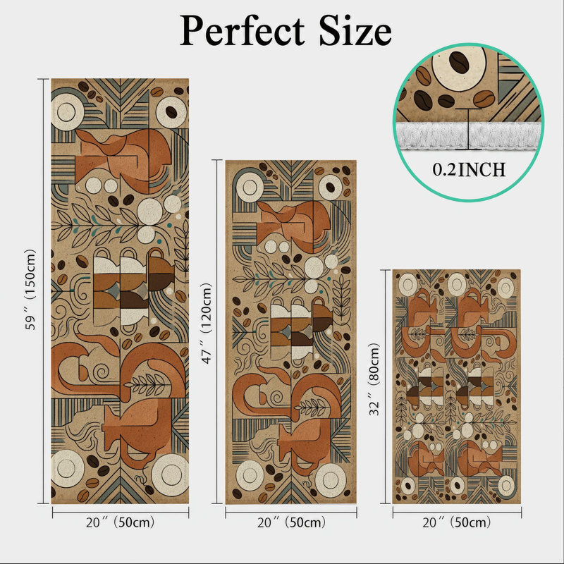 Art Deco Non-Slip Washable Kitchen Mats