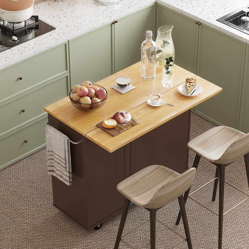 Arnola 39.7" W Kitchen Island Cart, Brown