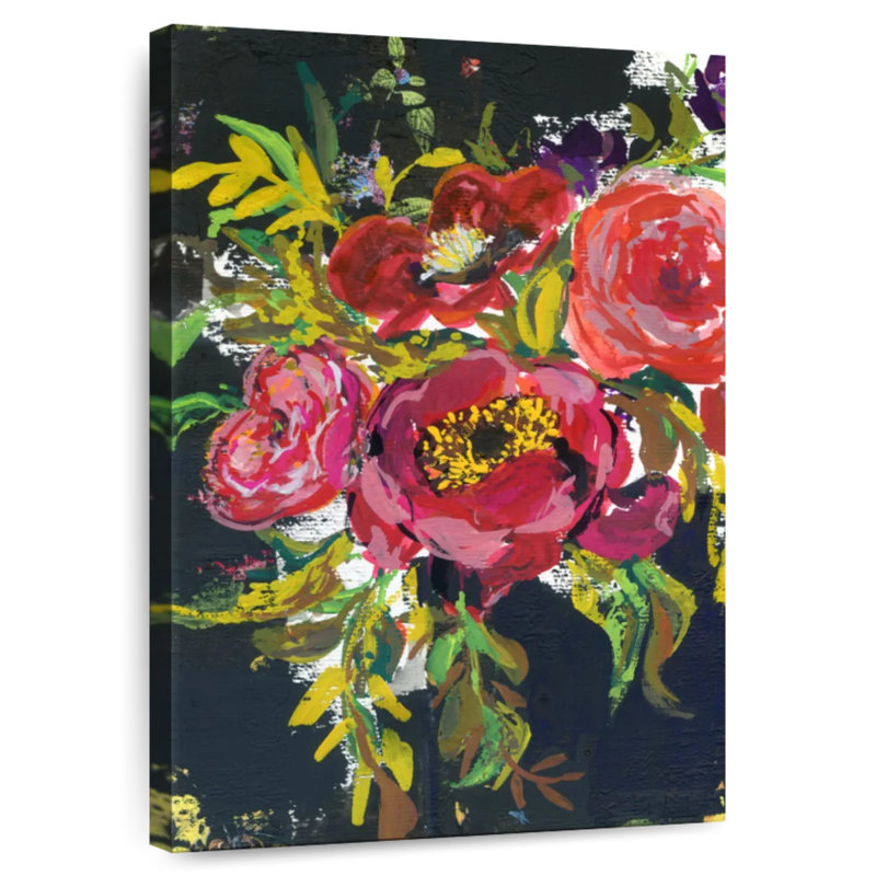 Bouquet abstrait Harnek en noir, H 12 po x l 8 po