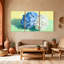 Hortensia, fleurs bleues et blanches sur fond jaune, ensemble de 3 impressions sur toile-1040977287