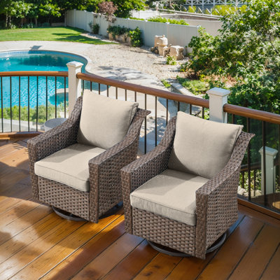 Patio Outdoor PE Wicker Rocking Chair Set With Cushions by Red Barrel Studio