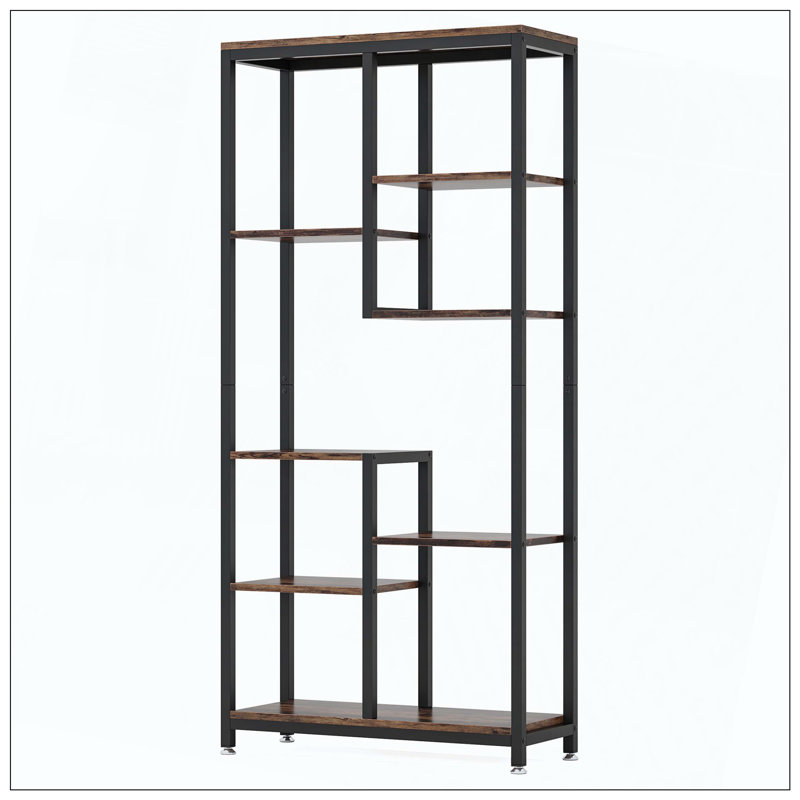 6-Tier Industrial Rustic Brown 8-Shelf Etagere Bookcase