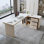 Bureau de luxe en forme de L en pierre frittée / bureau d'ordinateur avec armoire
