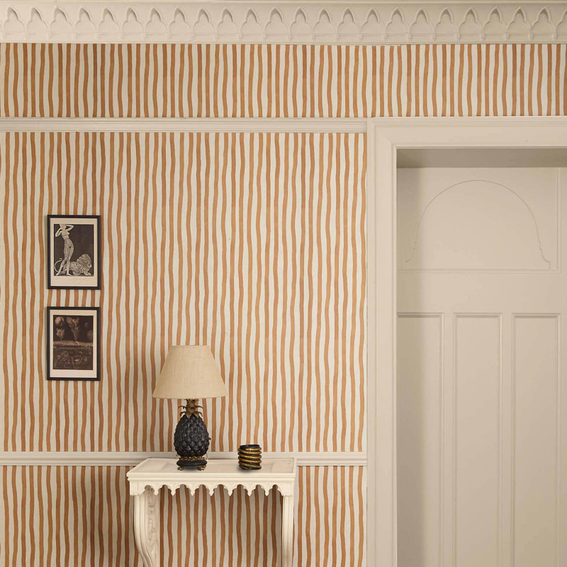 ARTIST'S STRIPE Wallpaper - Amber 9'10" - full height wallpaper