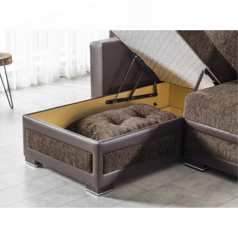 Canapé modulaire rembourré Primenest Urbanedge avec rangement, Brun