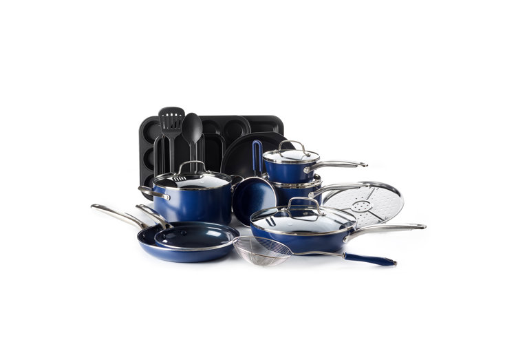 lzteck 23 Pieces Non-Stick Cookware Set,Stackable Pans and Pots Set with  Removable Handles, Space Efficient for RVs and