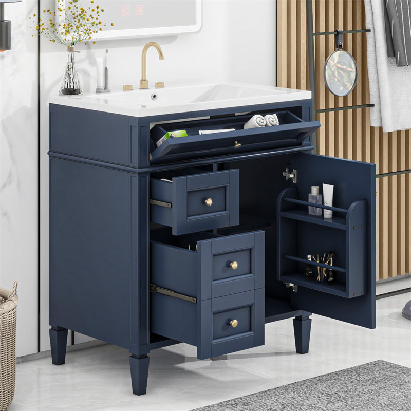 68 30'' Single Bathroom Vanity with Top, Blue