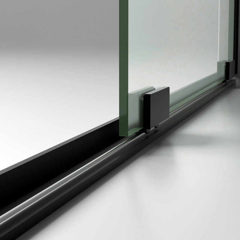 Porte de douche coulissante semi-sans cadre l 56 à 60 po x H 72 po, verre trempé transparent Scgg 5/16 po (8 mm), finition noir mat, largeur de coupe réglable 4 po