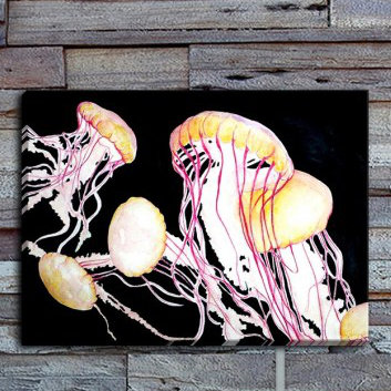 « deep sea life-gelée fish » par marley ungaro, reproduction d’art sur toile tendue