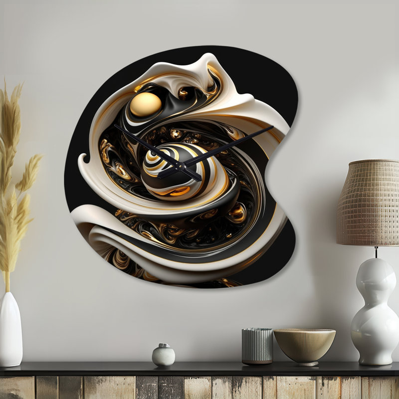 Horloge murale liquide en forme de V en forme de spirale abstraite, Grand